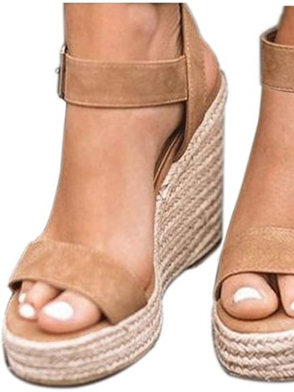 Women's Platform Sandals Wedge Ankle Strap Open Toe Sandals - Picture 2 of 3